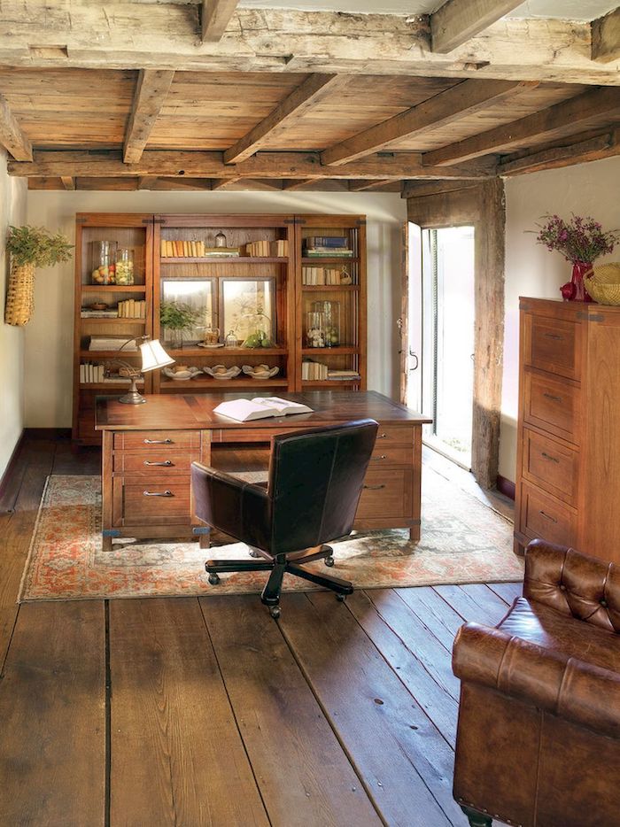 30 Примеров уютного домашнего офиса в деревенском стиле
