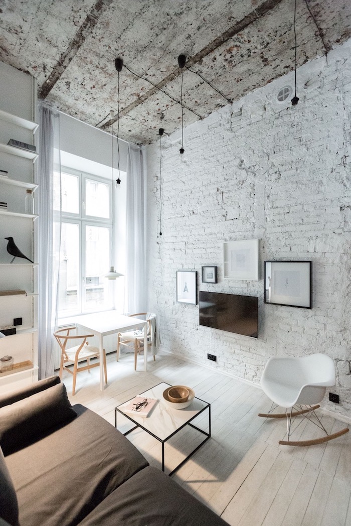 30 Впечатляющих пространств с белыми кирпичными стенами