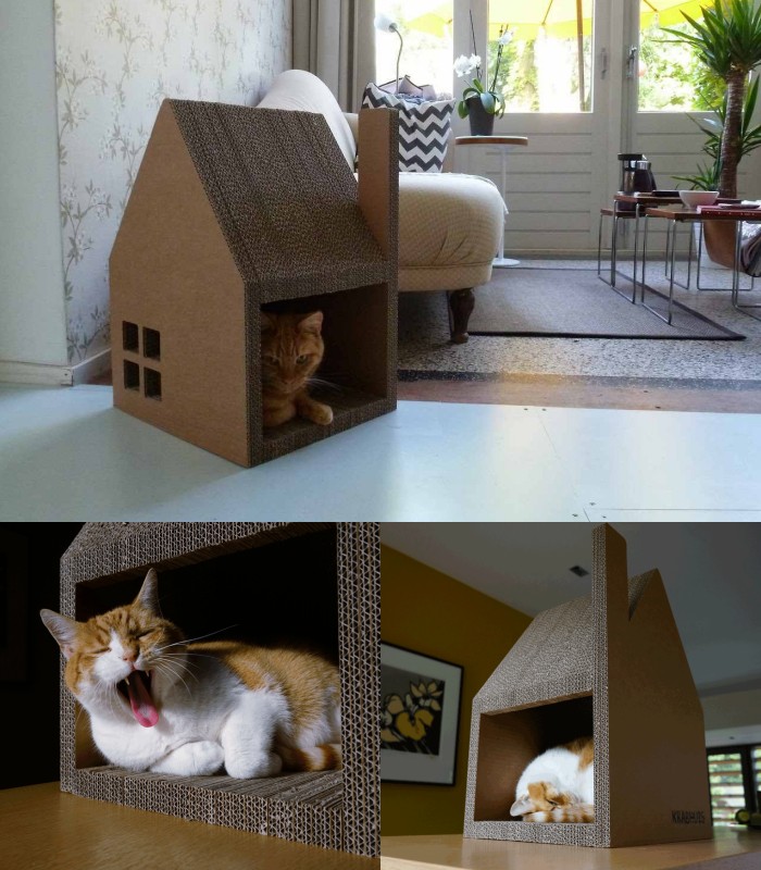 Домик «класса люкс» для кошек, как достопримечательность интерьера: 10 примеров с фото